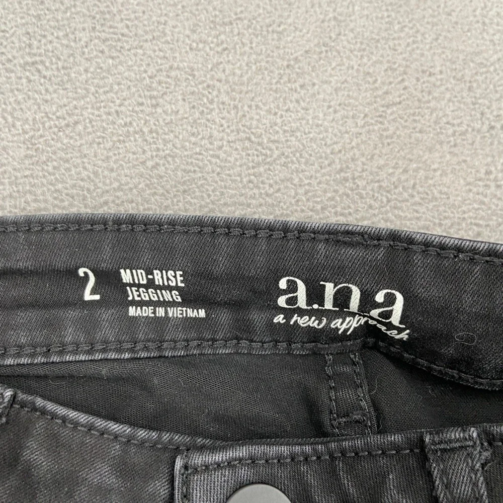 ana A New Approach Black Mid-Rise Jeggings Skinny Pants Womens Size 2‎